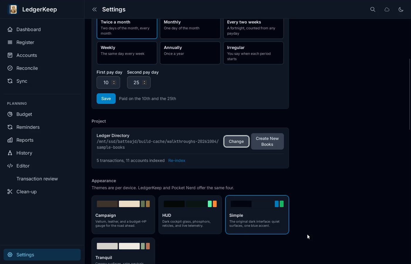 2 · Select the ledger folder. Choose the folder containing your existing ledger files.