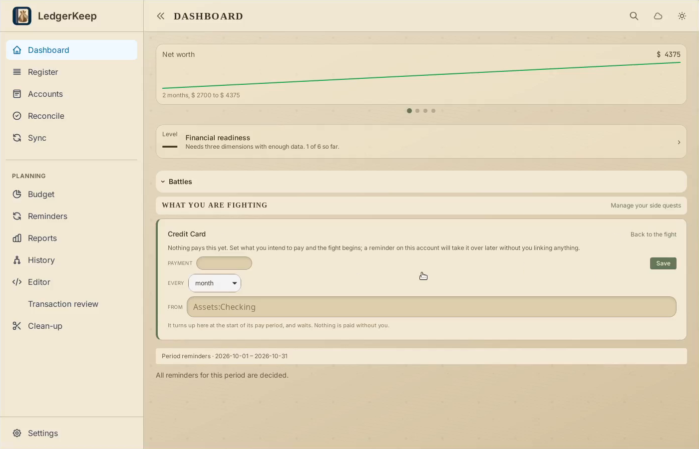 1 · Turn over the debt card. In Campaign, click the Credit Card battle to show its payment plan.