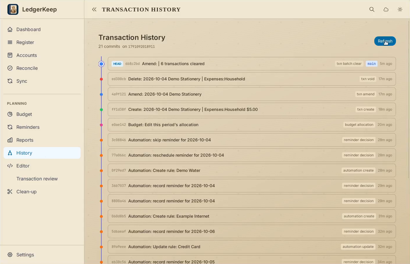 1 · Open History. Open History. Recent saved changes appear at the top.