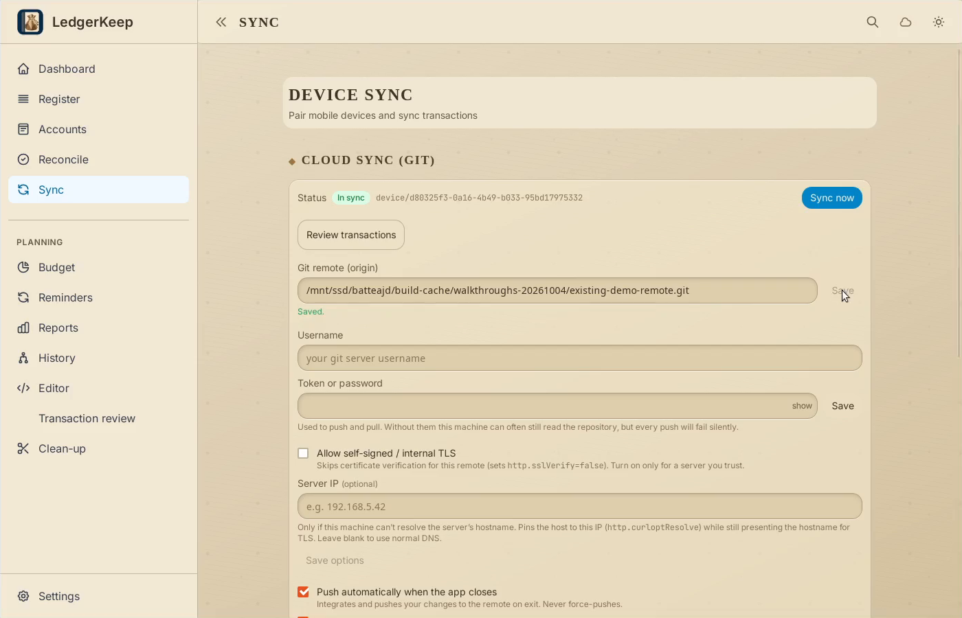 2 · Set the repository URL. Enter the repository URL and click Save. This example uses a local test copy.