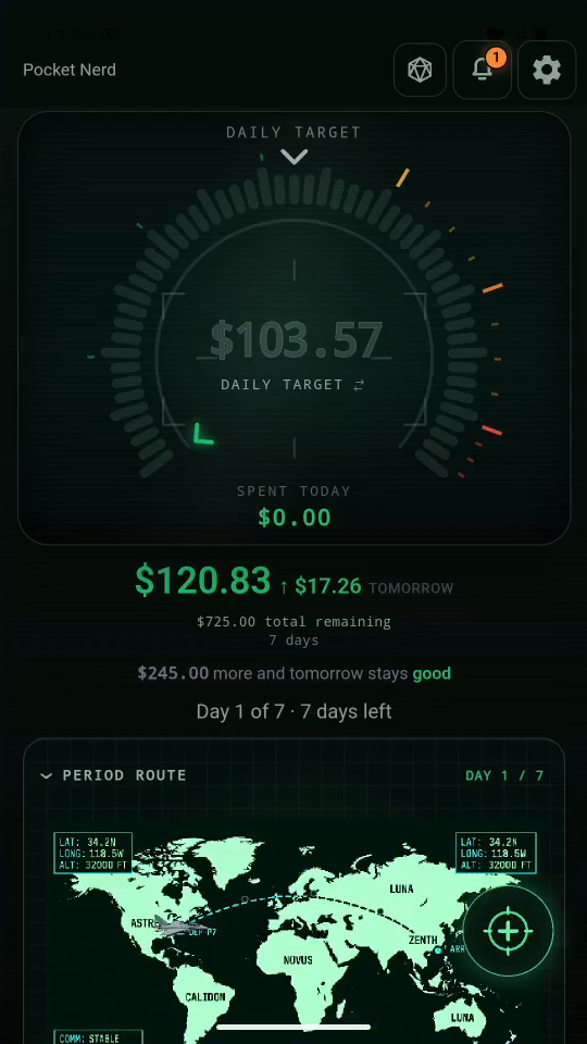 1 · Check today and tomorrow. Today’s target is set for the day. Tomorrow responds to your spending.