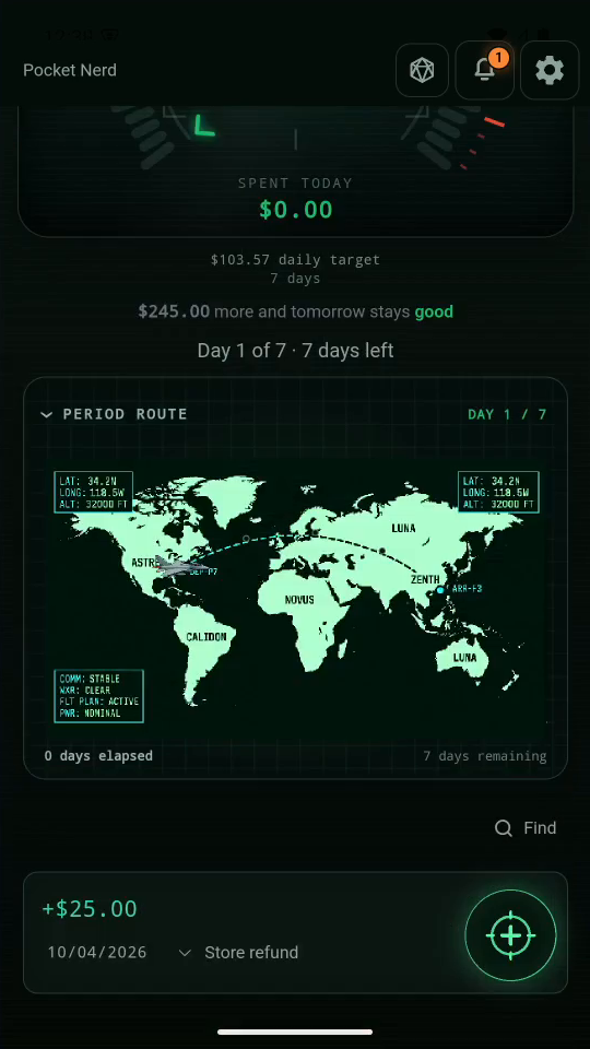 3 · Follow the period. The route shows progress from the start date to the end date.