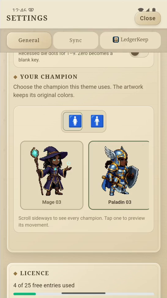 2 · Choose a character. Choose Female or Male, then tap a hero to preview movement.