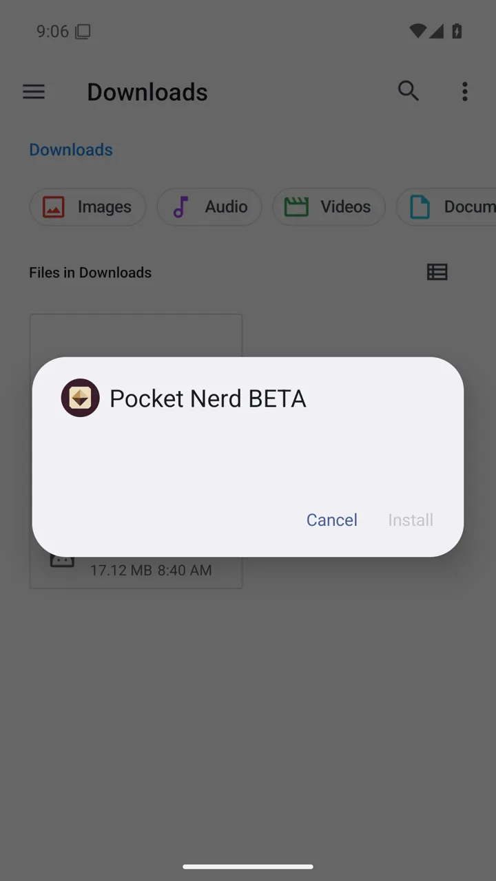 Allow the installation source named by Android.