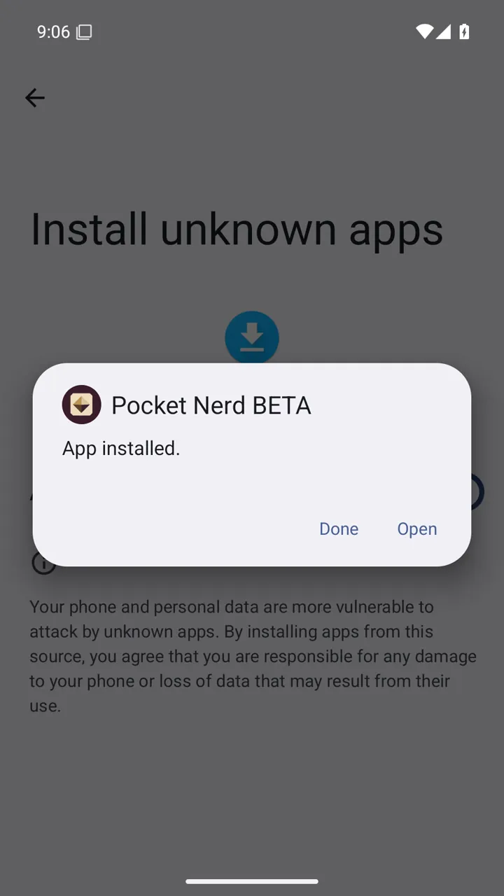 Wait for Android to confirm that the beta is installed.